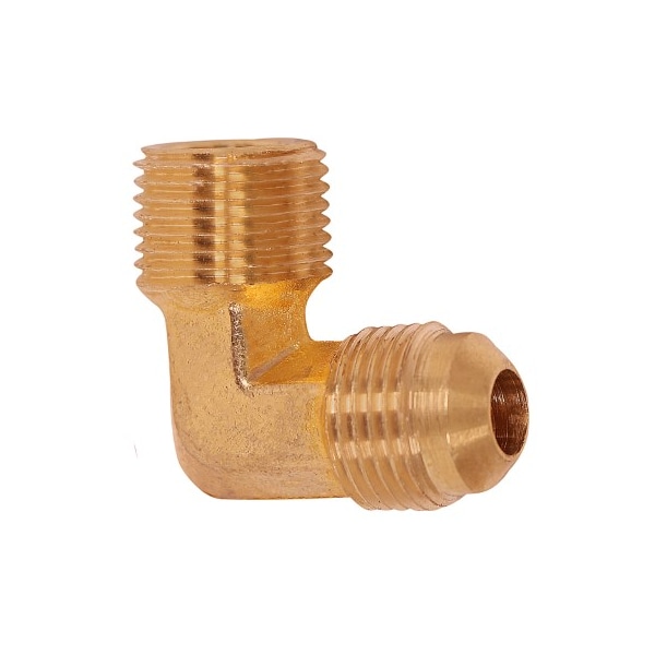 3/8 Flare X MIP 90° Elbow Pipe Fitting; Brass